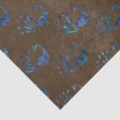 ブルー抽象芸術ピーコックon Brown Decompage 薄葉紙 (詳細)