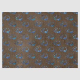 ブルー抽象芸術ピーコックon Brown Decompage 薄葉紙