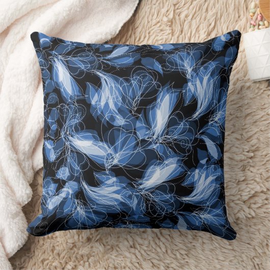 ブルー抽象芸術フェアリーウィングスパターン装飾用クッション クッション (ブランケット)