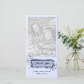 ブルー抽象芸術フローラありがとう サンキューカード (スタンド正面)