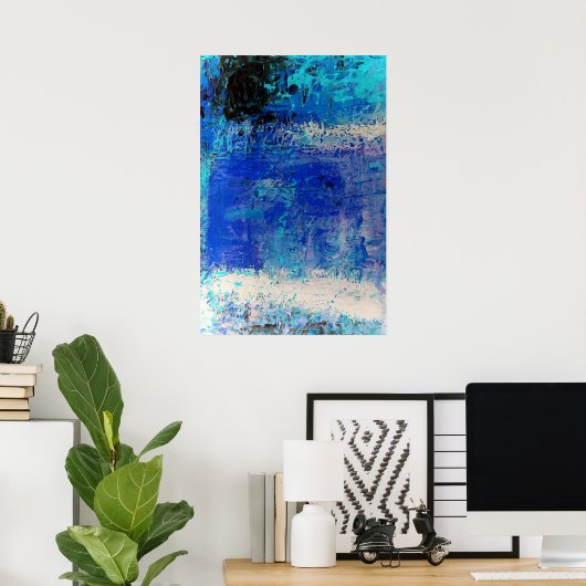 ブルー抽象芸術プリントアートデコールミニマリストポスター ポスター (ホームオフィス)