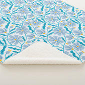 ブルー抽象芸術ミッドセンチュリーモダンフラワー シェルパブランケット (3/4)