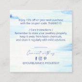 ブルー抽象芸術ユニークアートBusiness Thank you Insert スクエア名刺 (裏面)