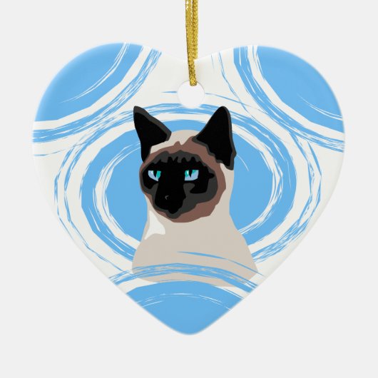 ブルー抽象芸術ラッキーシャミーゼオーナーオーナメント セラミックオーナメント (正面)