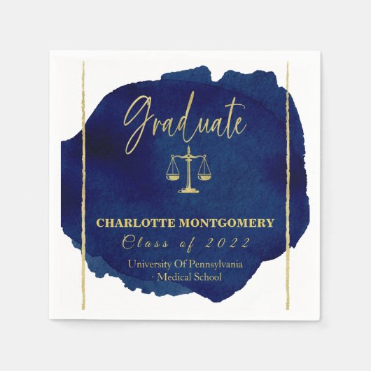 ブルー抽象芸術ローエレガントスクール卒業 スタンダードカクテルナプキン (正面)