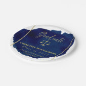 ブルー抽象芸術ローエレガントスクール卒業 ペーパープレート (アングル)