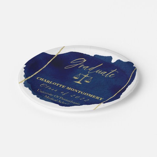 ブルー抽象芸術ローエレガントスクール卒業 ペーパープレート (アングル)