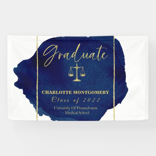 ブルー抽象芸術ローエレガントスクール卒業 横断幕 (横)