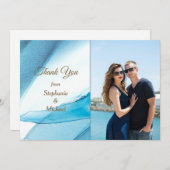 ブルー抽象芸術写真テンプレート結婚ズサンキュー サンキューカード (正面/裏面)