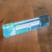 ブルー抽象芸術名前をカスタムするユニーク新しいジョブギフト デスクネームプレート (側面)