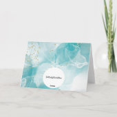 ブルー抽象芸術審美的な水色誕生日カード サンキューカード (裏面)