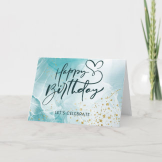 ブルー抽象芸術審美的な水色誕生日カード サンキューカード