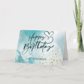 ブルー抽象芸術審美的な水色誕生日カード サンキューカード (正面)