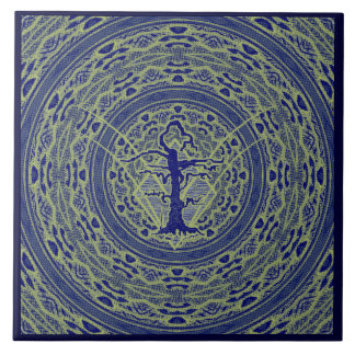 ブルー抽象芸術旧枯れ木スタイル5 タイル