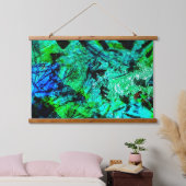 ブルー抽象芸術木材トップウォールタペストリー、穏やかな青 吊り下げ型タペストリー (寝室)