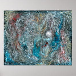 ブルー抽象芸術油オンリネンby Toby Mikle 2015 ポスター