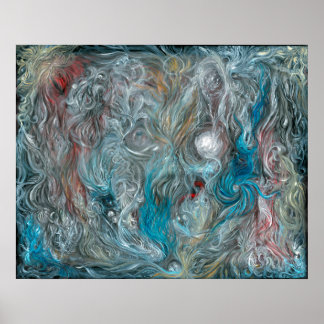 ブルー抽象芸術油オンリネンby Toby Mikle 2015 ポスター