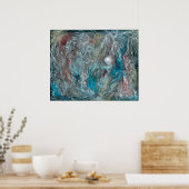 ブルー抽象芸術油オンリネンby Toby Mikle 2015 ポスター (キッチン)