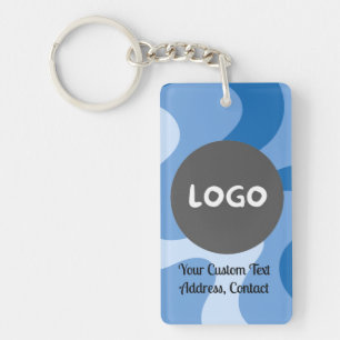 ブルー抽象芸術波両面カスタム事業 キーホルダー