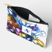 ブルー抽象芸術流体アートゲート名 アクセサリーポーチ (見開き)