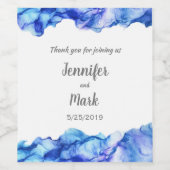 ブルー抽象芸術結婚シルク ワインラベル (シングルラベル)