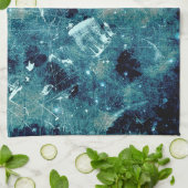 ブルー抽象芸術絵を描グランジスタイルデジタルアート キッチンタオル (折り畳み)