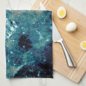 ブルー抽象芸術絵を描グランジスタイルデジタルアート キッチンタオル (四つ折り)