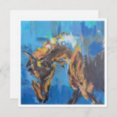 ブルー抽象芸術絵を描ホース シーズンカード (正面/裏面)