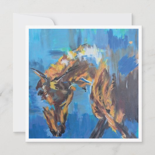 ブルー抽象芸術絵を描ホース シーズンカード (正面)