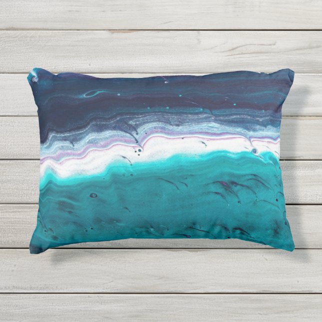 ブルー抽象芸術絵画ズ アウトドアクッション (正面)