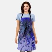 ブルー抽象芸術絵画ズ エプロン (着用した状態)