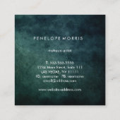 ブルー抽象芸術美しいスタイリスト スクエア名刺 (裏面)