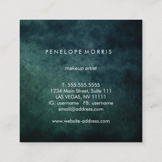 ブルー抽象芸術美しいスタイリスト スクエア名刺 (裏面)