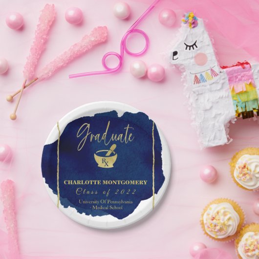 ブルー抽象芸術薬学学校卒業 ペーパープレート (パーティー)