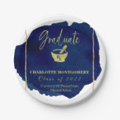 ブルー抽象芸術薬学学校卒業 ペーパープレート (正面)