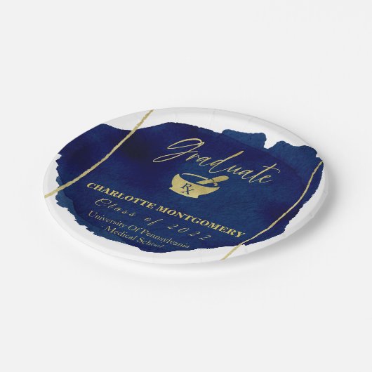 ブルー抽象芸術薬学学校卒業 ペーパープレート (アングル)