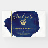 ブルー抽象芸術薬学学校卒業 横断幕 (横)