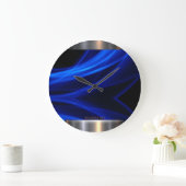 ブルー抽象芸術&メタルデザイン ラージ壁時計 (ホーム)