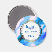ブルー抽象芸術W/金ゴールドサークル誕生日有難う マグネット (正面/裏面)