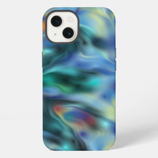 ブルー抽象 iPhoneケース (裏面)