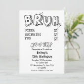 ブルー招待されましたブラック&ホワイト誕生日パーティー 招待状 (スタンド正面)