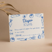 ブルー描ローカル栽培男の赤ちゃんおむつラッフル エンクロージャーカード