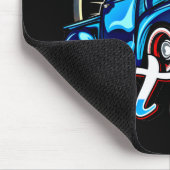 ブルー改造クラシックマッスルカー マウスパッド (コーナー)