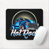 ブルー改造クラシックマッスルカー マウスパッド (マウス)