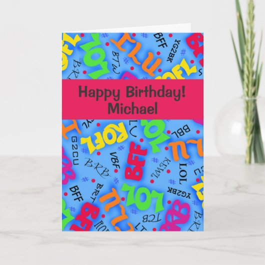 ブルー文字アートシンボルの省略形カスタム カード (正面)