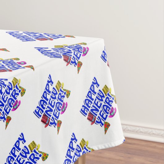 ブルー文字パーティーハッツハッピーニューイヤー テーブルクロス (インサイチュ)