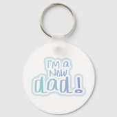 ブルー文字私は新しいパパ キーホルダー (正面)