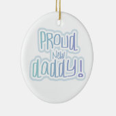 ブルー文字誇りを持ったニューダディーギフト セラミックオーナメント (右)
