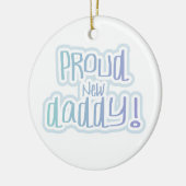 ブルー文字誇りを持ったニューダディーギフト セラミックオーナメント (左)