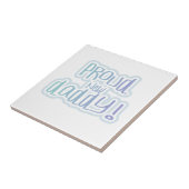 ブルー文字誇りを持ったニューダディーギフト タイル (側面)